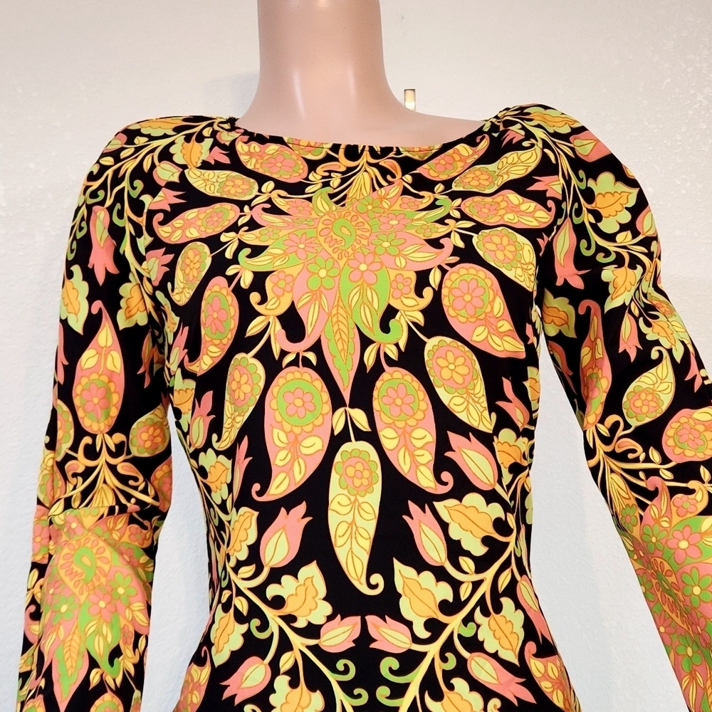 ZARA Women’s Long Sleeve Printed Multicolor Boho Mini Dress Sz S - Picture 2 of 10